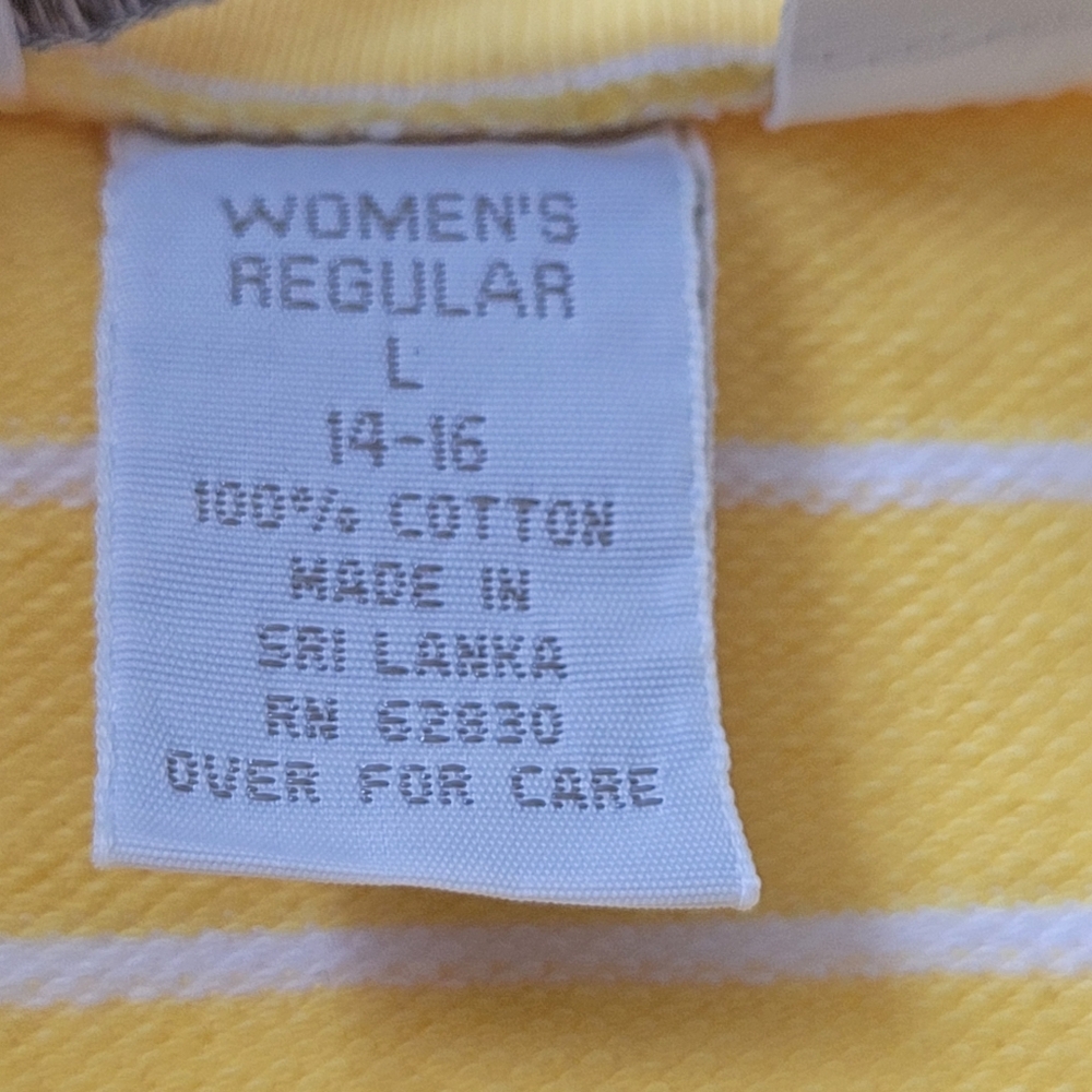 Vintage 80s-90s Lands End NWOT Yellow Striped Button Front Sweater Size Large - Picture 6 of 9